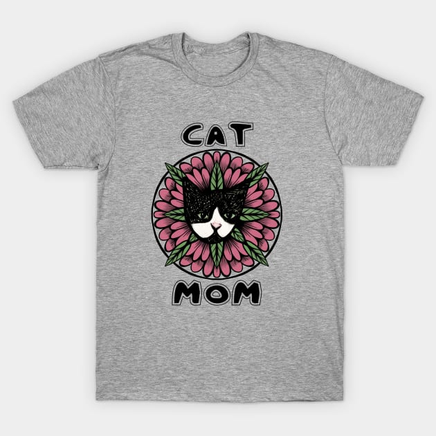 Tuxedo Cat Mom T-Shirt by bubbsnugg